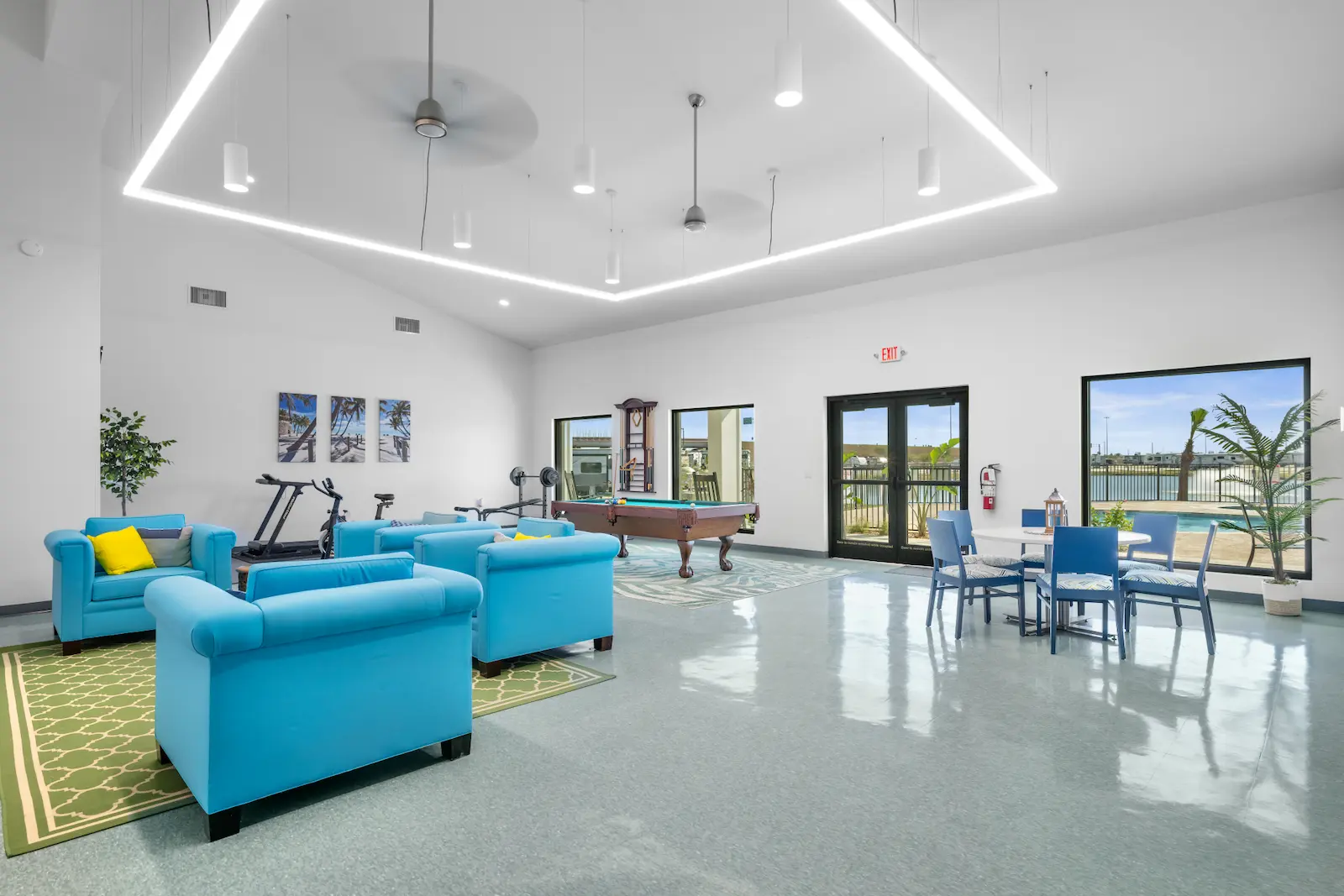 Clubhouse lounge and game room